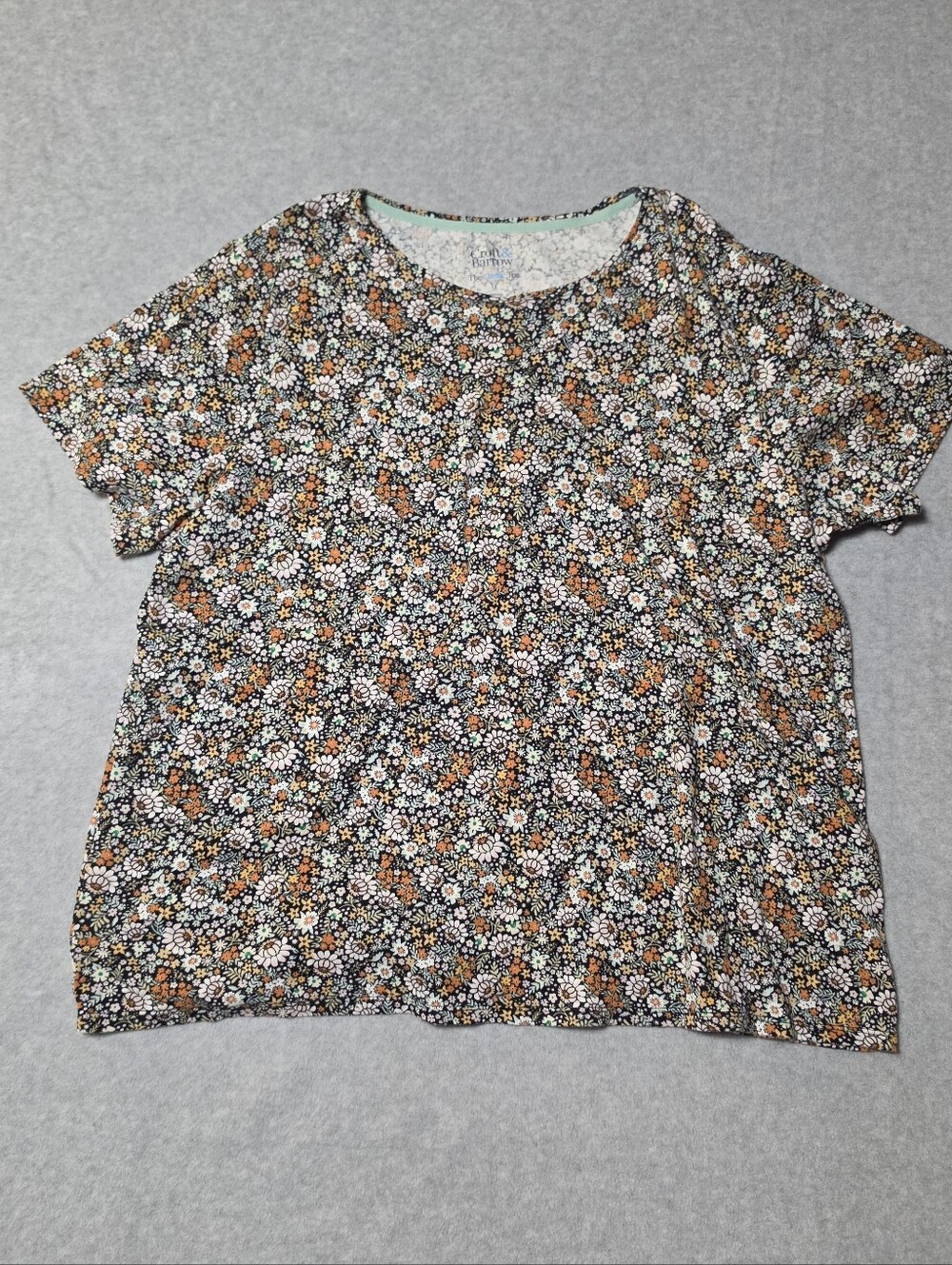 Womens Croft and Barrow Classic Tee Floral Plus 1X Everyday Wear Casual Work